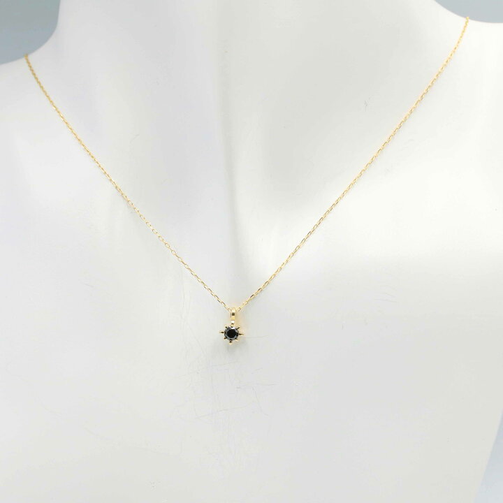 楽天市場】ブラックダイヤ ネックレス 0.1ct K10 ゴールド 10金 プチ