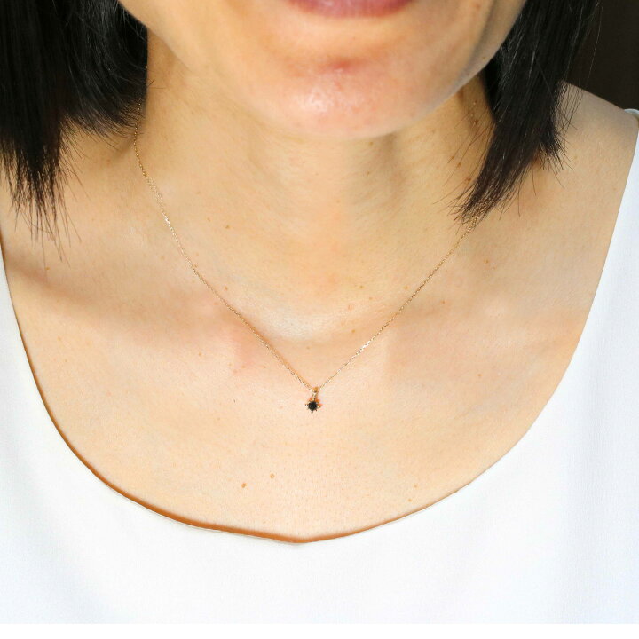 楽天市場】ブラックダイヤ ネックレス 0.1ct K10 ゴールド 10金 プチ