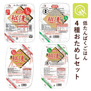 腎臓病食 低たんぱく米 越後のごはん 4種おためしセット 国産 1/25越後ごはん 1/12.5越後ごはん パックごはん 4個セット 低タンパク米 低たんぱく食品 低たんぱくごはん 低たんぱく 米 CDK バイ