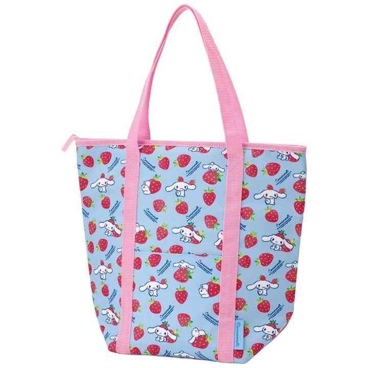 楽天市場 キャラクター トートバッグ ファスナー付き 保冷エコバッグ シナモロール Kceb1 シナモロール サンリオ かばん 鞄 バック 保冷 マチあり ショッピングバッグ エコバッグ ランチバッグ お弁当袋 かわいい 京問屋本舗楽天市場店