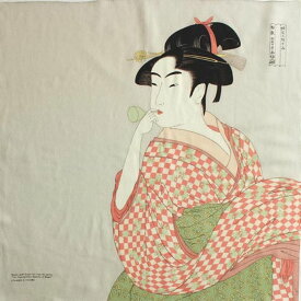【 おまとめ3枚セット 】 日本製 風呂敷 68cm 二巾 浮世絵 ちりめん友禅 ビードロを吹く女 ウスグレー むす美