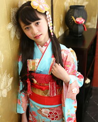 七五三着物7歳四ツ身7歳用お祝い着『レトロ(水色)』フルセット