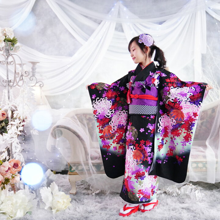 楽天市場】七五三 着物 7歳 フルセット 購入 販売 黒 『凛』 四つ身 よ  