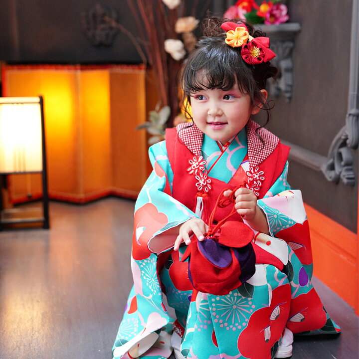 楽天市場】七五三 着物 3歳 販売 女の子 おしゃれ 「 椿(つばき 