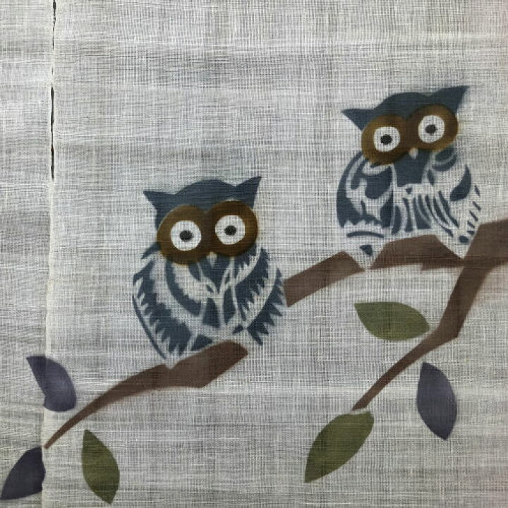 楽天市場】麻のれん 「ふくろう」 ロング丈 手描き フクロウ 梟 不苦労 