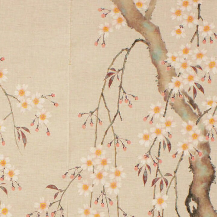 楽天市場】麻のれん 「枝垂桜図」 江戸琳派 手描きのれん のれん 本麻 