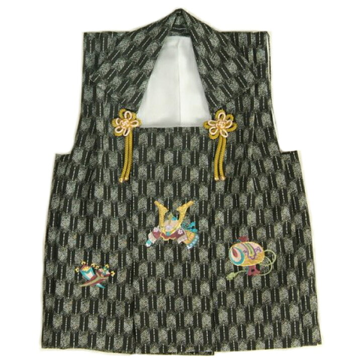 楽天市場】七五三 3歳 被布単品 男の子 着物 黒グレー色 兜刺繍 金駒 