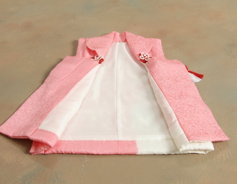 七五三 3歳から5歳用 正絹 本絞り 被布草履バッグセット 市松 ピンク