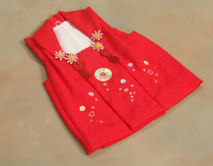 楽天市場】七五三 正絹 被布 着物 3歳 赤 刺繍鈴 桜 ひな祭り お正月 