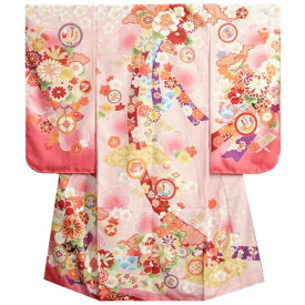 七五三 着物 7歳 女の子 四つ身着物 式部浪漫 濃淡桜ピンク染め分け 菊 金糸刺繍 熨斗牡丹 日本製