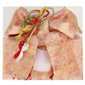 七五三着物用祝い帯　7歳用　ピンク　桜流水柄　飾り紐付き　大サイズ　日本製