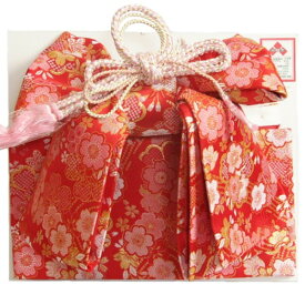 七五三 7歳着物用 祝い帯 作り帯 女の子 赤地 三色桜柄 桐生織生地 飾り紐付き 大サイズ 日本製