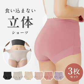 [3枚セット]ショーツ レディース 綿 立体 食い込まない 選べる 福袋 超快適コットン ハイウエスト 腹巻きパンツ 温活 冷え対策 深履き 綿パン 綿パンツ コットン 包み込む お尻すっぽり クロッチ綿100% f-598