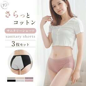 ＼最大90％OFF！店内全品対象／3枚セット サニタリーショーツ 綿 コットン 生理 可愛い パンツ ショーツ サニタリー レディース 女性 サニタリーパンツ 生理用ショーツ 生理用