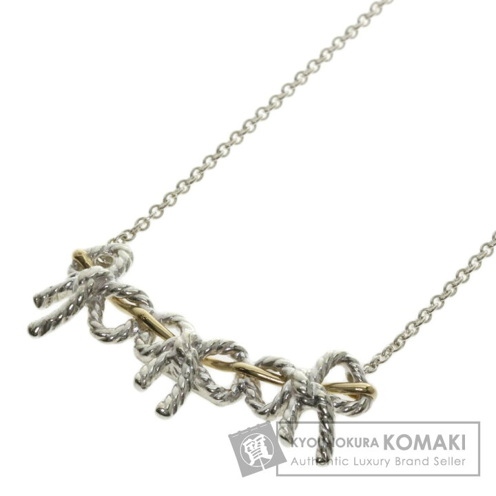 楽天市場】ティファニー トリプルリボン ネックレス シルバー/K18YG 