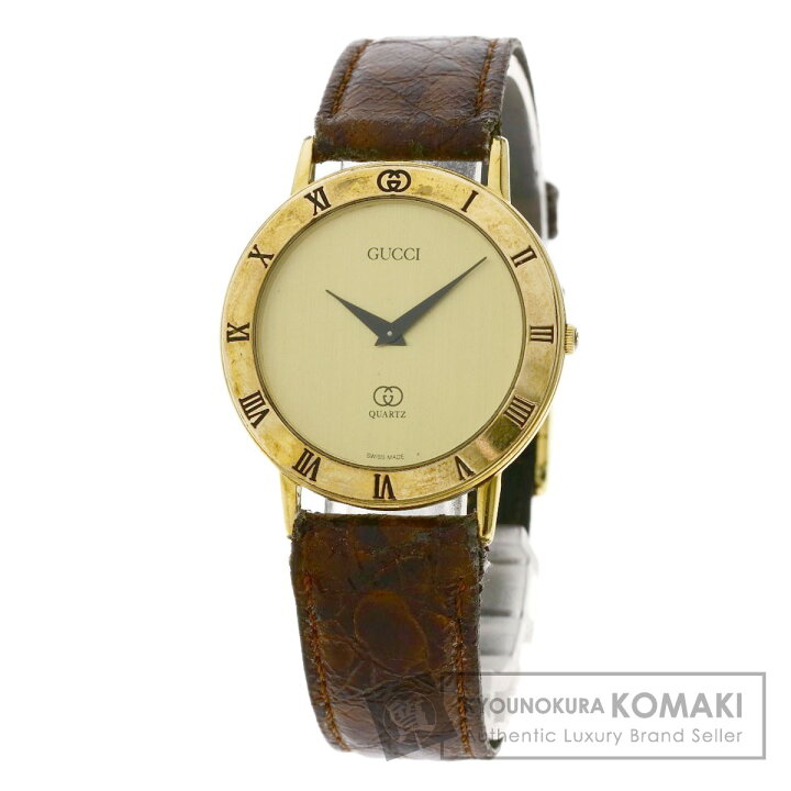 楽天市場】グッチ 3001M ラウンドフェイス 腕時計 GP/革 メンズ 【中古 