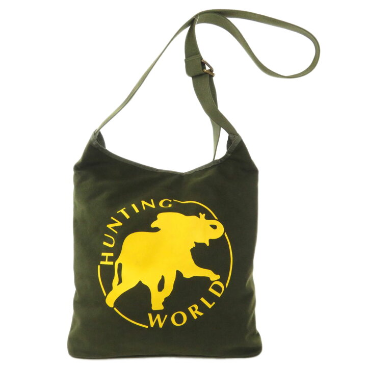 極美品】HUNTING WORLD トートバッグ 肩掛け ロゴ ゴールド金具 【さこ 