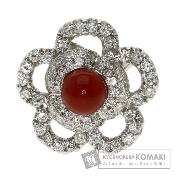 楽天市場】1.54ct サンゴ 珊瑚 ダイヤモンド ブローチ K18ホワイト 