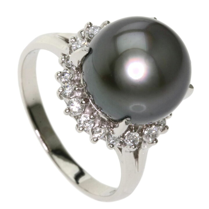 楽天市場】0.28ct 黒蝶パール ダイヤモンド リング・指輪 プラチナ 