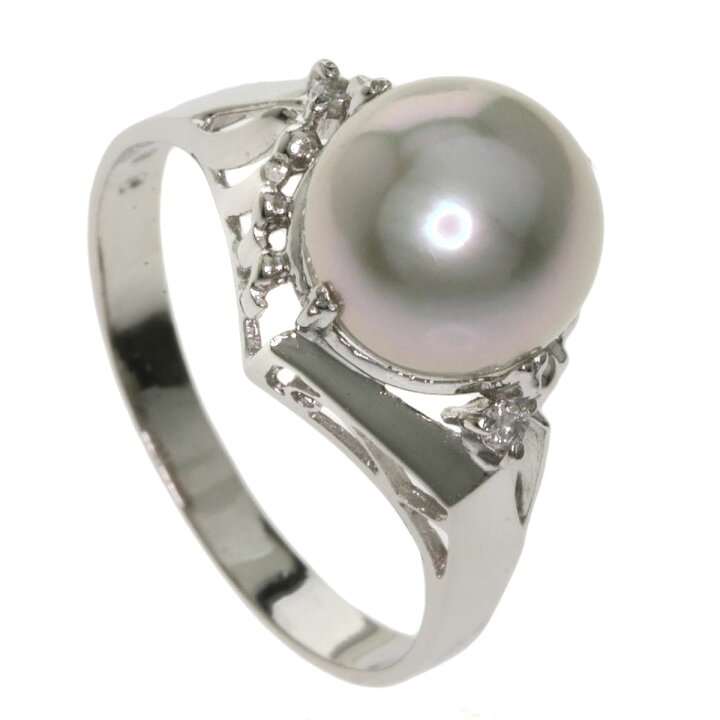 楽天市場】0.02ct アコヤグレーパール 真珠 ダイヤモンド リング・指輪 
