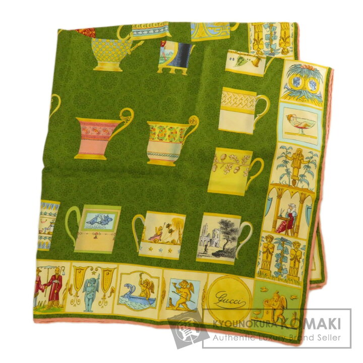 楽天市場】グッチ カップ柄 スカーフ シルク レディース 【中古  