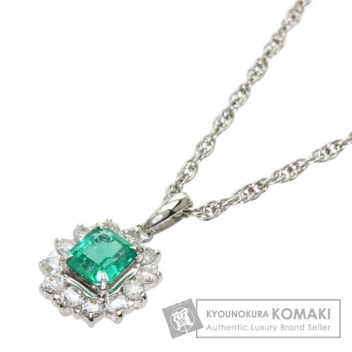 Pt850 ダイヤ エメラルド ネックレス 5.7g