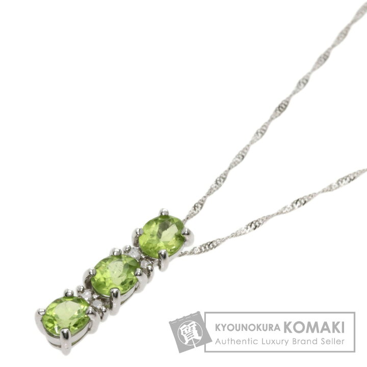 楽天市場】1.15ct ペリドット ダイヤモンド ネックレス K18ホワイト 