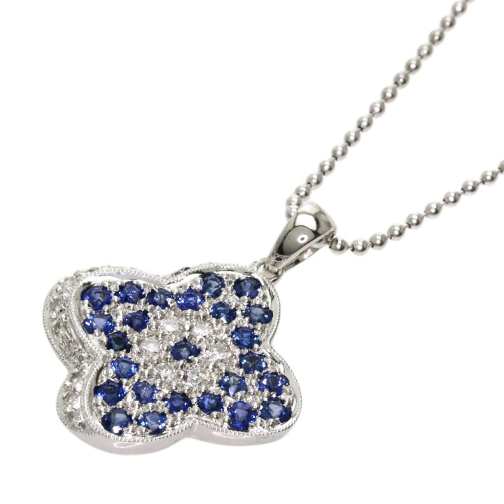 楽天市場】0.85ct サファイア ダイヤモンド ネックレス K18ホワイト 
