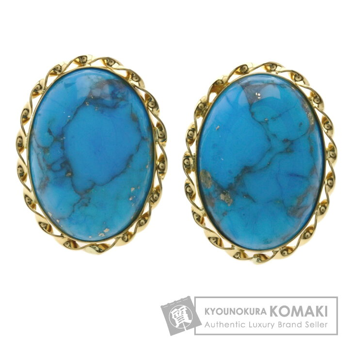 楽天市場】トルコ石 ターコイズ イヤリング K18イエローゴールド 6.1g  