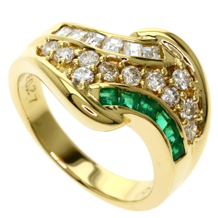 楽天市場】0.27ct エメラルド ダイヤモンド リング・指輪 K18イエロー 