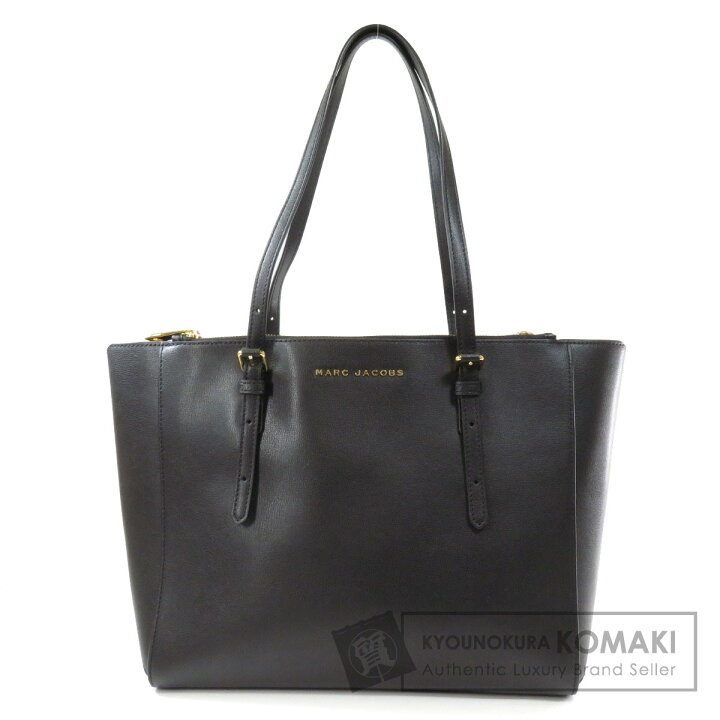 Marc Jacobs ブラックレザー トートバッグ(状態：非常に良好)
