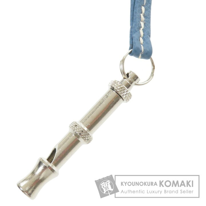 HERMES エルメス ホイッスル シフレ ブルー 犬笛 ネックレス 本革