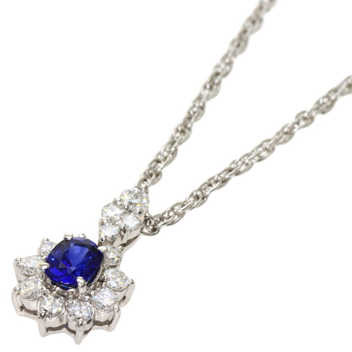 楽天市場】0.48ct サファイア ダイヤモンド ネックレス プラチナPT900  