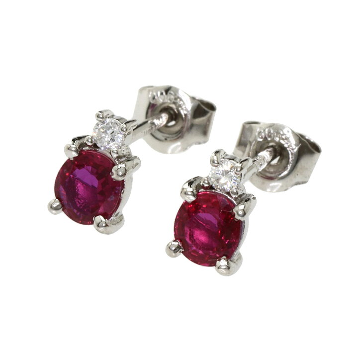 楽天市場】0.74ct ルビー ダイヤモンド ピアス プラチナPT900 1.8g  