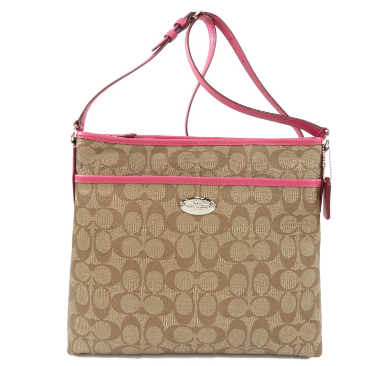美品】COACH コーチ F34938 シグネチャー ショルダーバッグ PVC  
