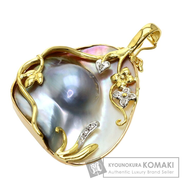 K18 ペンダントトップ マベパール ルビー ダイヤモンド 8.95g 0.07ct 