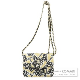 シャネル ミニチェーンショルダー ココマーク シルバー金具 ショルダーバッグ コットン レディース 【中古】【CHANEL】