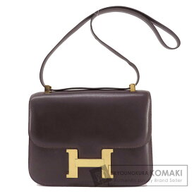 エルメス コンスタンス ブラウン ゴールド金具 ショルダーバッグ ボックスカーフ レディース 【中古】【HERMES】