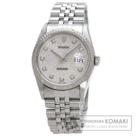 ロレックス 16234G デイトジャスト 10P ダイヤモンド 腕時計 OH済 ステンレススチール/SS メンズ 【中古】【ROLEX】