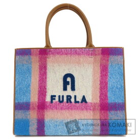 フルラ アーチロゴ チェック柄 トートバッグ ウール レディース 【中古】【Furla】