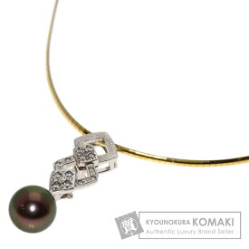 タサキ ブラックパール 真珠 ダイヤモンド ネックレス K18ホワイトゴールド/K18YG レディース 【中古】【TASAKI】