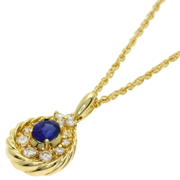 楽天市場】0.71ct サファイア ダイヤモンド ネックレス K18イエロー  
