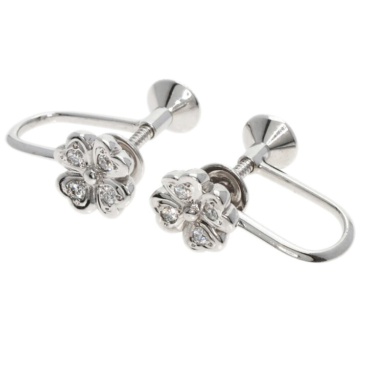 MIKIMOTO ダイヤモンド 四葉 イヤリング K18WG レディース 