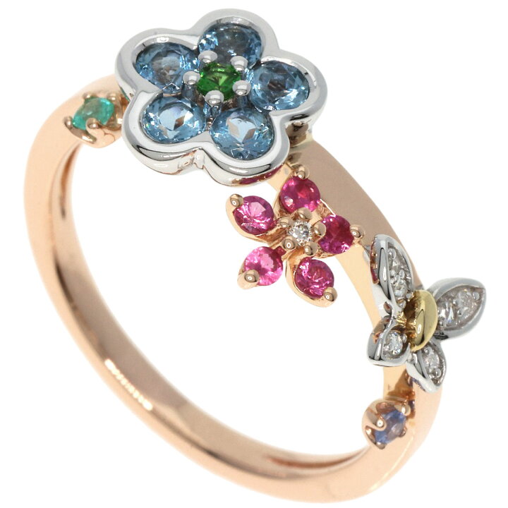 楽天市場】0.25ct マルチカラーストーン フラワー バタフライ リング  