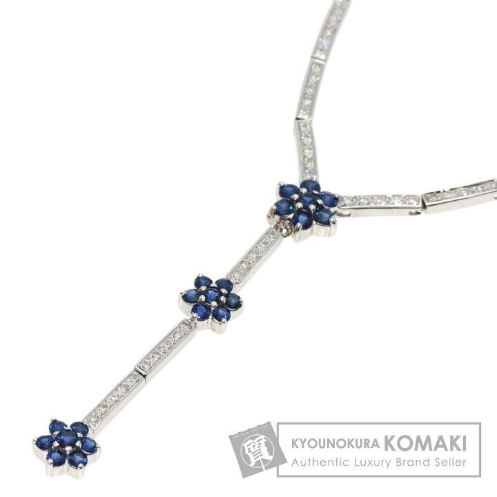 楽天市場】0.97ct サファイア ダイヤモンド ネックレス K18ホワイト  