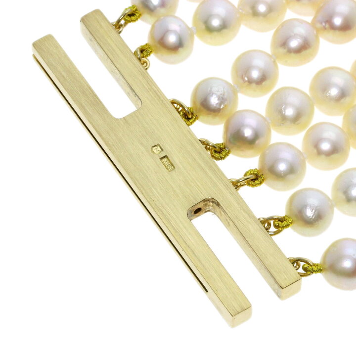 MIKIMOTO ゴールドバングル アコヤ真珠2つ付きK18