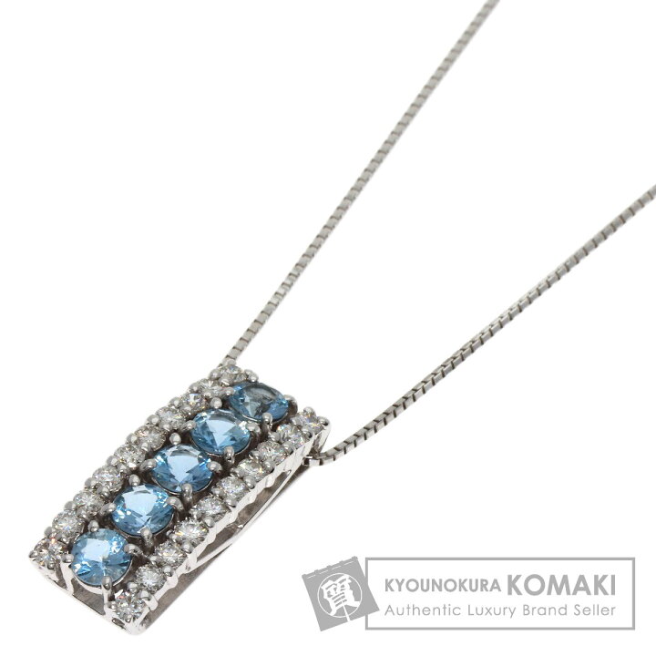楽天市場】0.6ct アクアマリン ダイヤモンド ネックレス K18ホワイト 