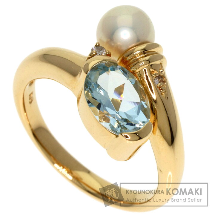 楽天市場】アクアマリン パール 真珠 ダイヤモンド リング・指輪 K18  