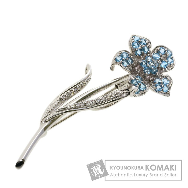 楽天市場】0.15ct アクアマリン ダイヤモンド ブローチ K18ホワイト 