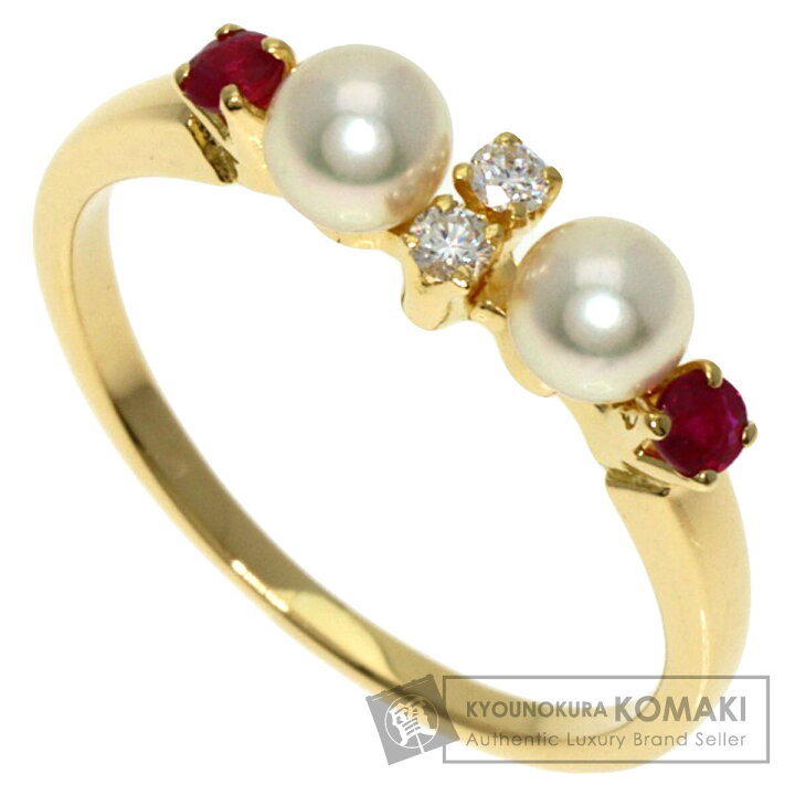 ミキモト MIKIMOTO ルビー/パール/ダイヤ リング 切り抜く ゴールド 